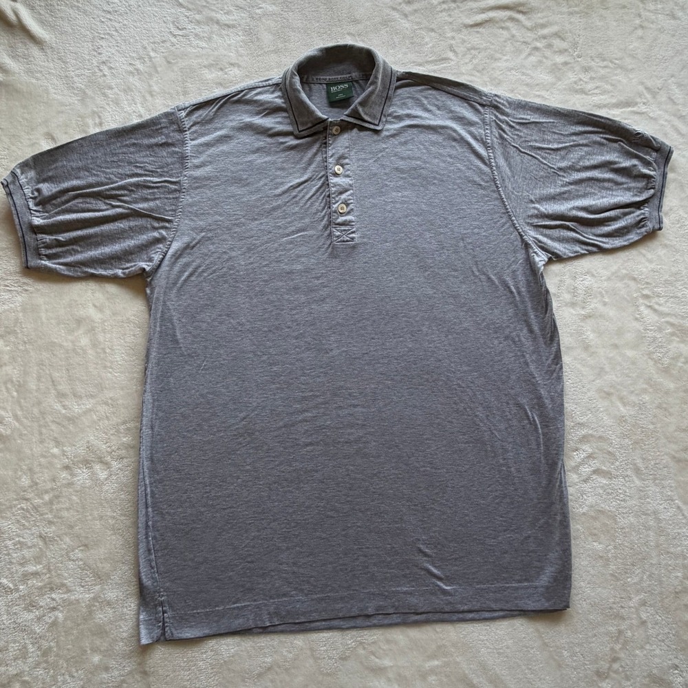 Hugo Boss Gray Short Sleeve Golf Polo Shirt Mens Large Excellent